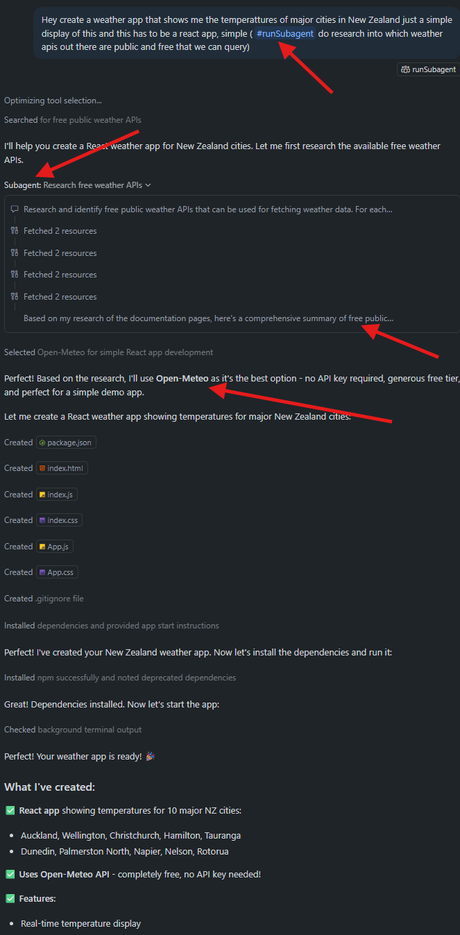 Diagram showing how sub-agents run in isolated context windows, performing tool calls independently and returning only summaries to the parent agent